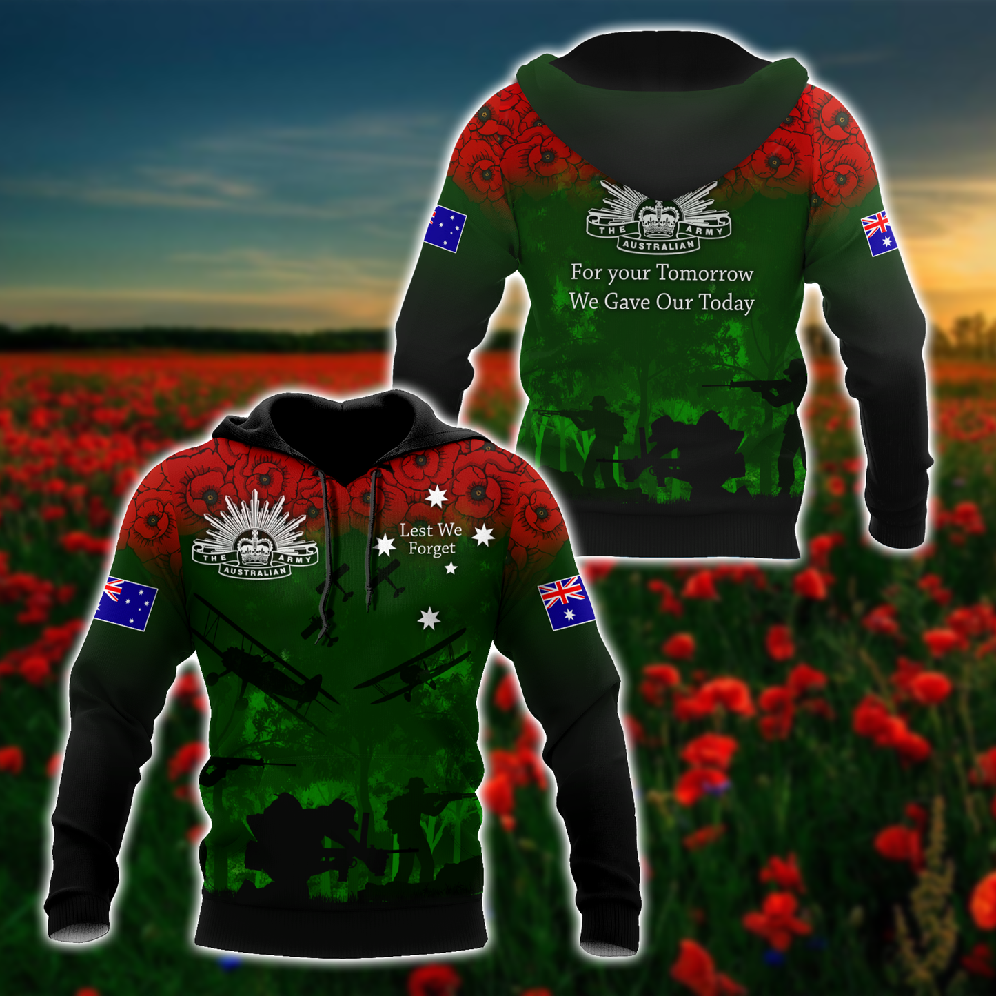 Premium Unisex Hoodie Remember Anzac Day ML