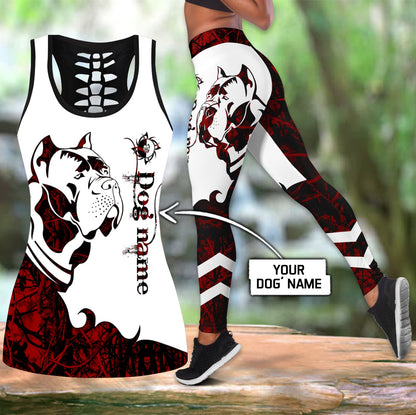 Cane Corso Red Tattoos Legging + Hollow Tank Combo