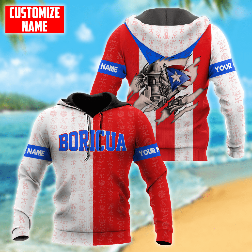 Customize Name Boricua Puerto Rico Hoodie For Men And Women