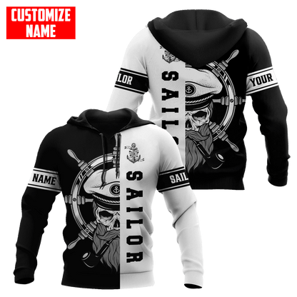 Skull Sailor on the Helm Custom name 3D printed shirts