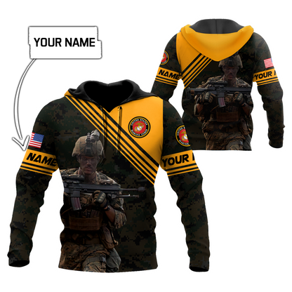 American US Marine Over Printed Unisex Deluxe Hoodie ML