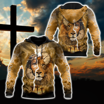 Failth Over Fear Lion Jesus 3D All Over Printed Shirts