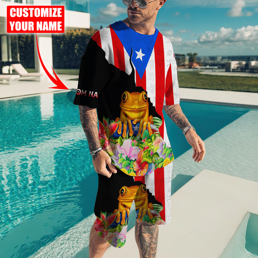 Customize Name Puerto Rico Combo T-Shirt / Board Short