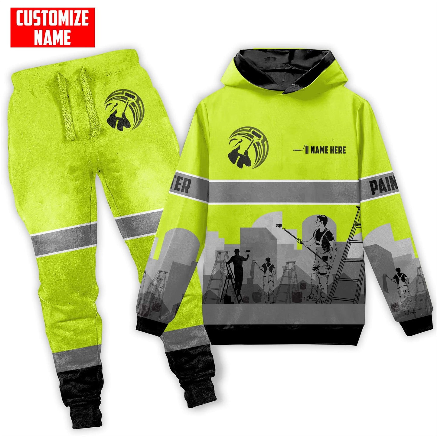 Tmarctee Customized Name House Painter 3D All Over Printed Combo Hoodie + Sweatpant HP35 TNA04112105