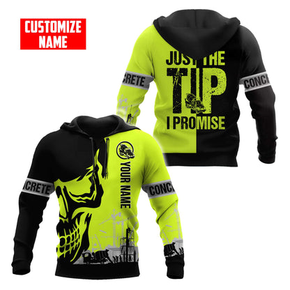 Concrete Finisher Site Skull Green Safety Custom name 3D Printed Shirts