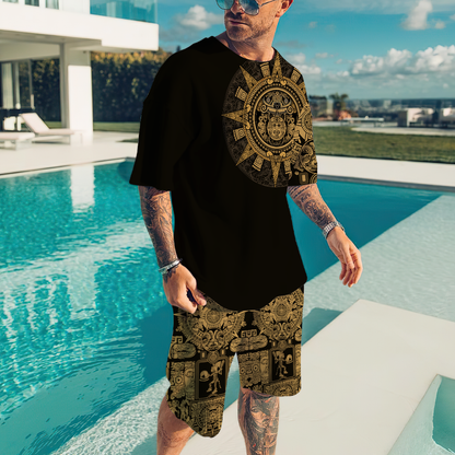 Aztec Mexican Yellow 3D All Over Printed Unisex Shirts no2