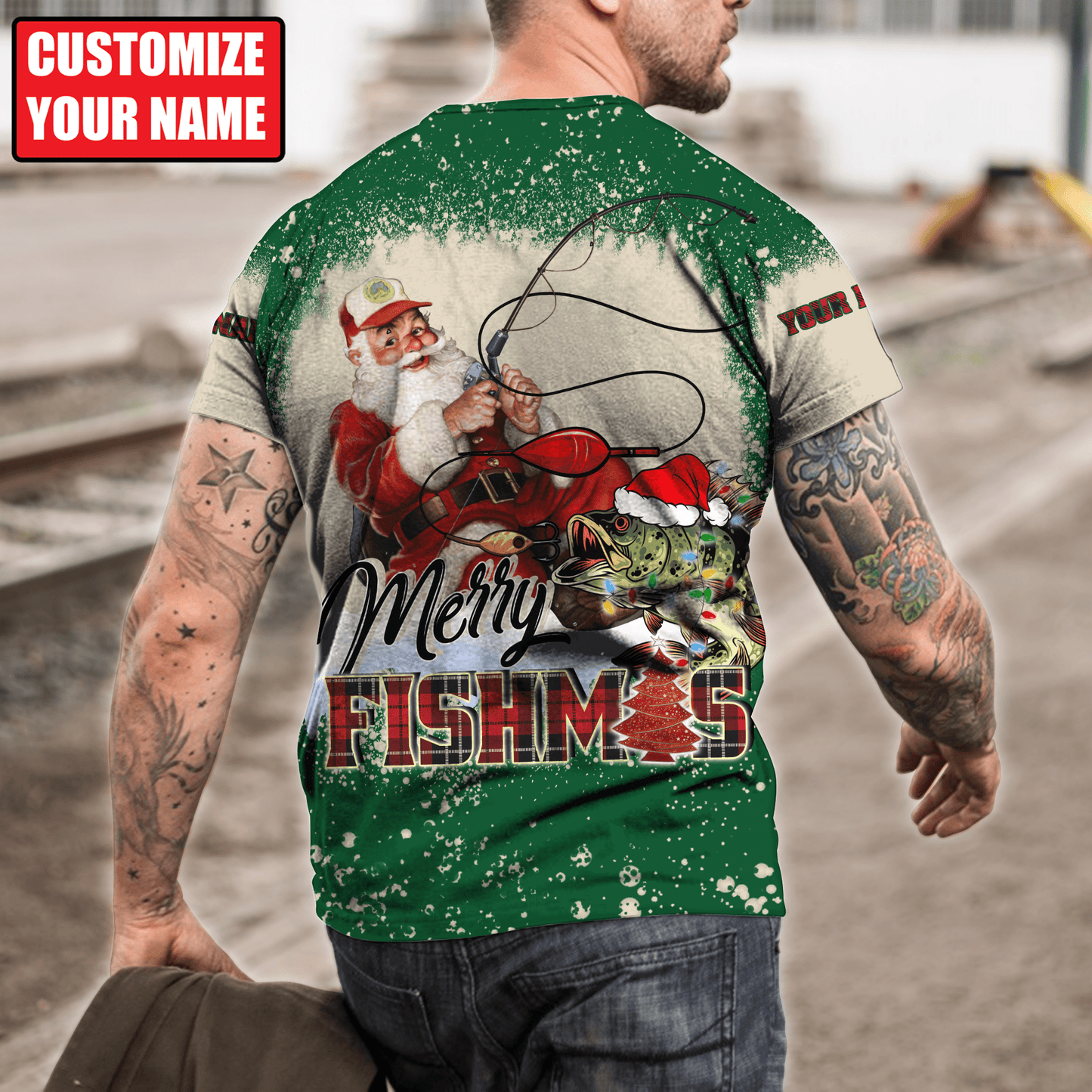 Customized Name Merry Fishmas 3D All Over Printed Unisex Shirts