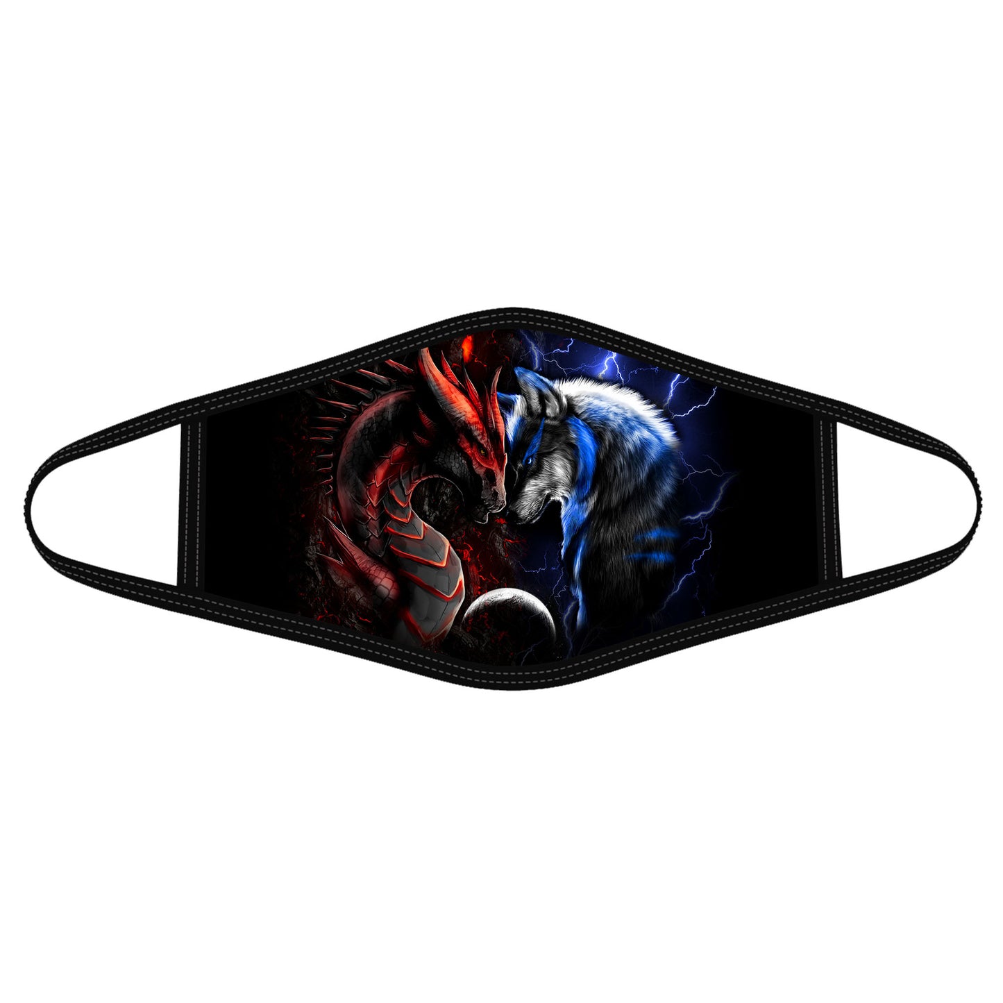 Dragon Mask Red And Blue Dragon And Wolf Polyblend Face Mask HG