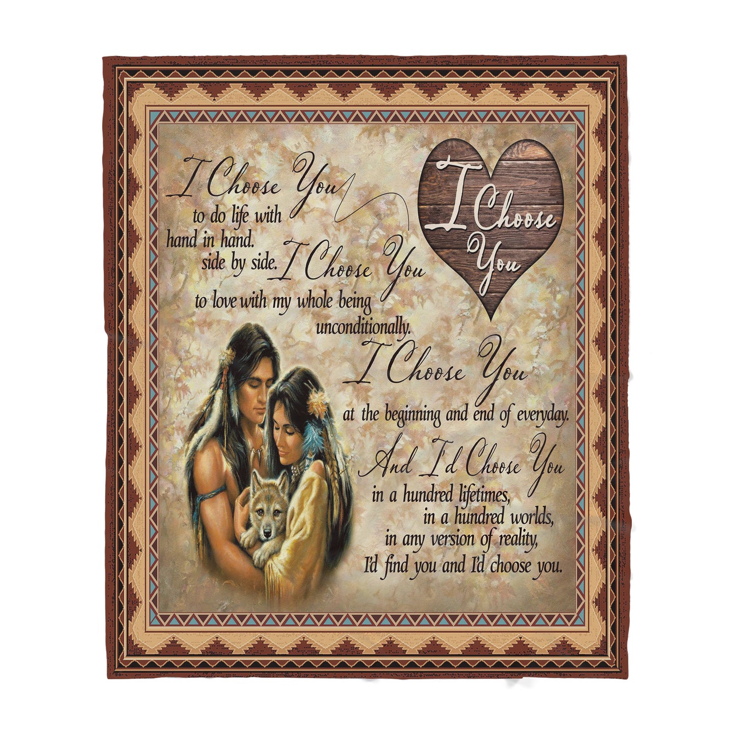 Custom Blanket Native American Couple Sherpa Blanket MEI