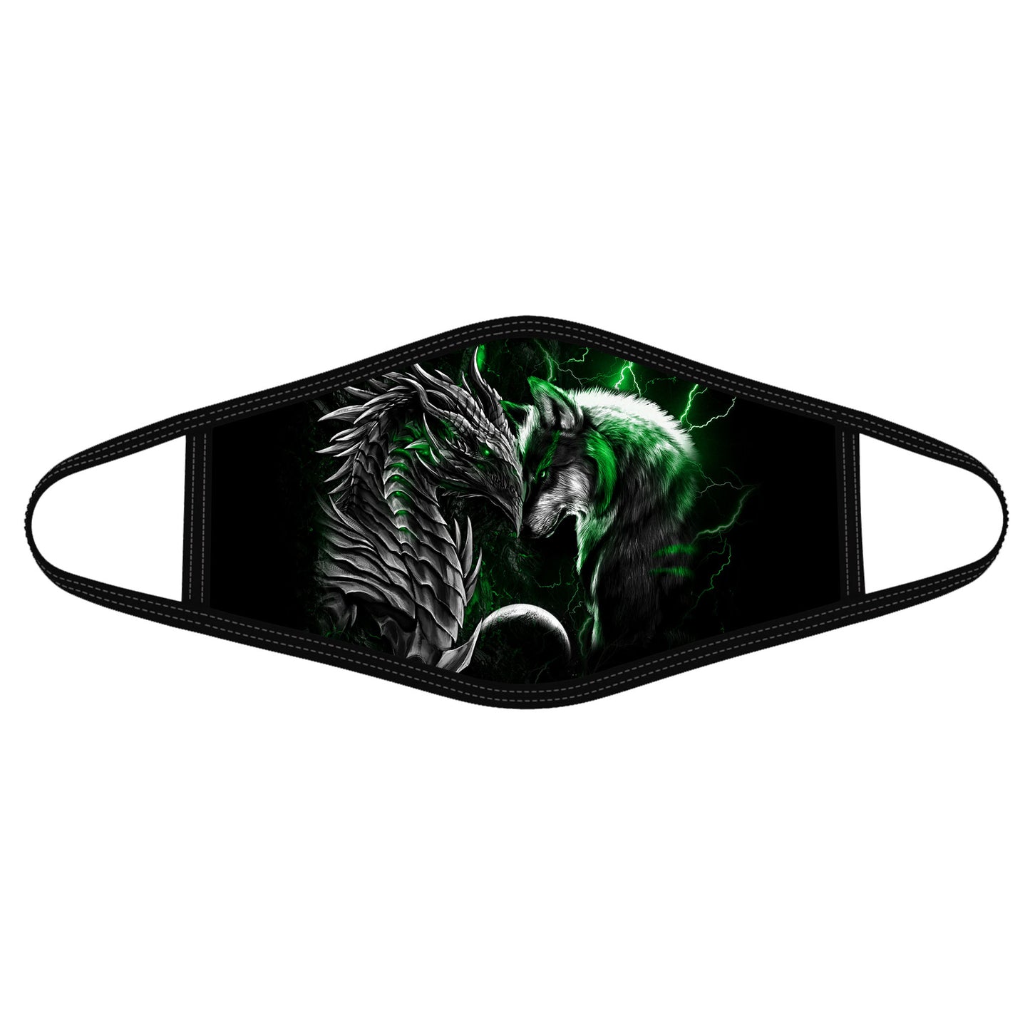 Dragon Mask Green Dragon And Wolf Polyblend Face Mask HG