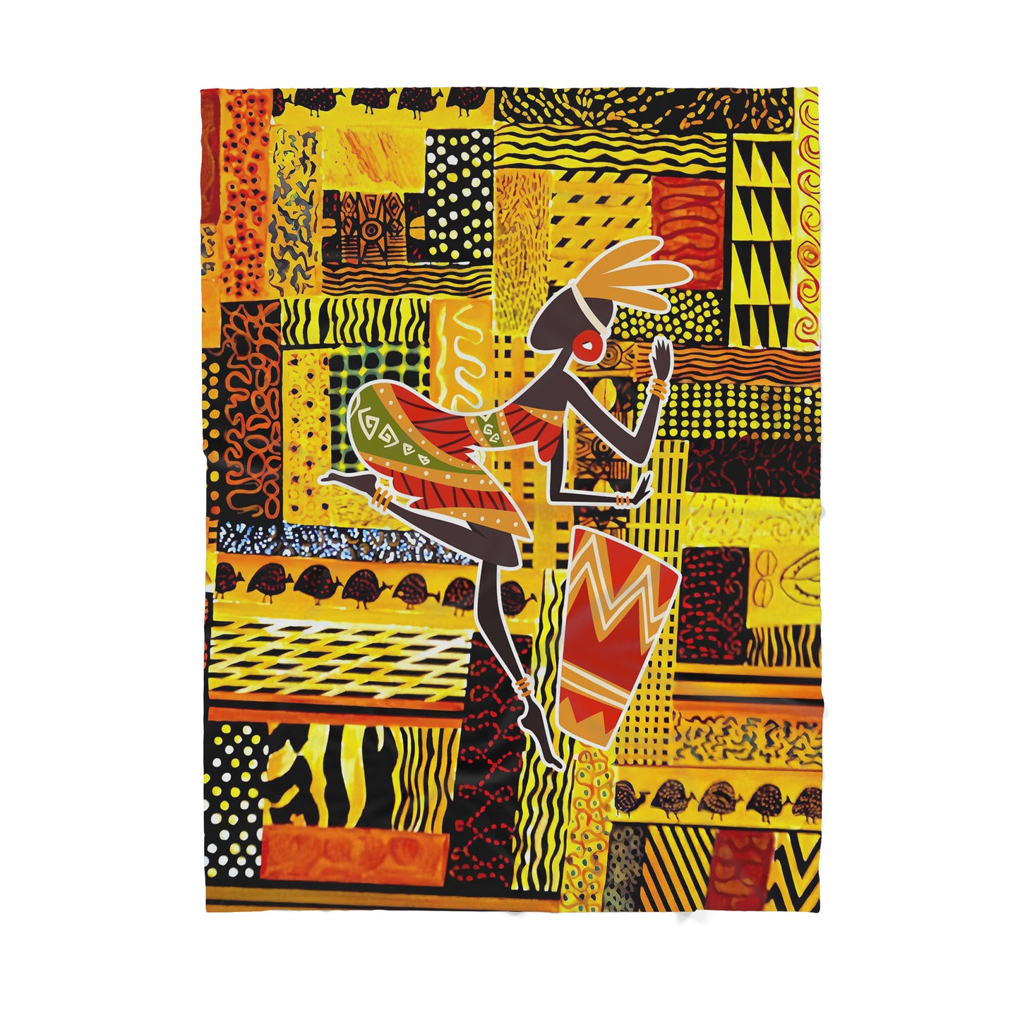 Custom Blanket - African Black Girl Dancing- Deluxe Sherpa Blanket ML