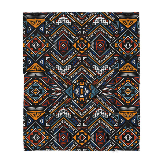 Custom Blanket - African Pattern - Deluxe Sherpa Blanket ML