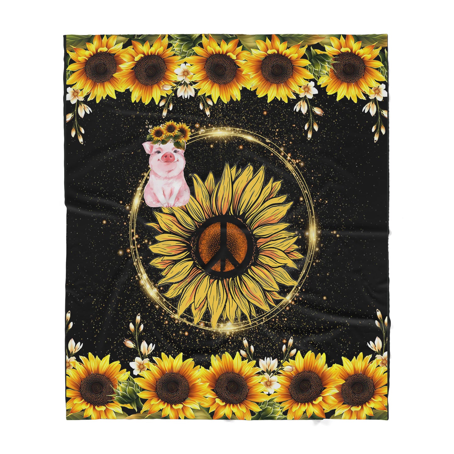 Hippie Sunflower Sherpa Blanket - Pig Fleece Blanket