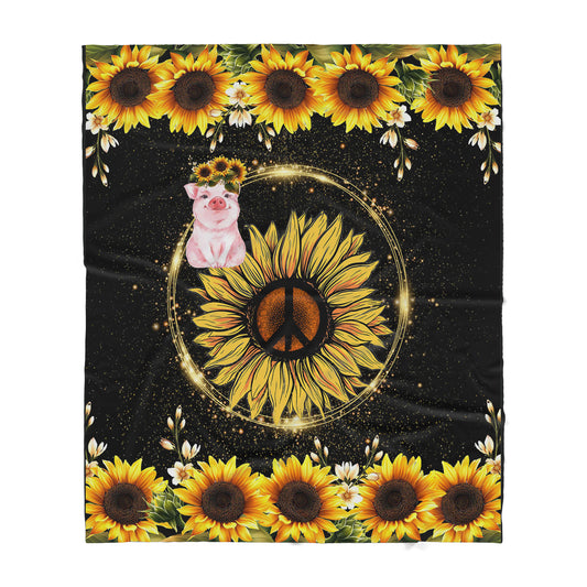 Hippie Sunflower Sherpa Blanket - Pig Fleece Blanket