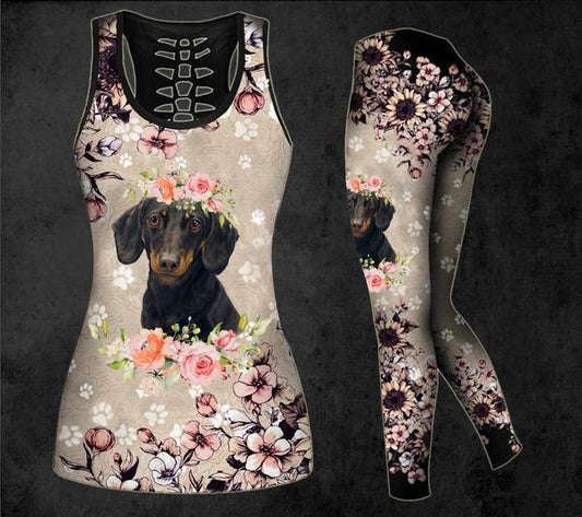 Dachshund Flower Crown Combo Tank + Legging TA032433 - Amaze Style™-Apparel