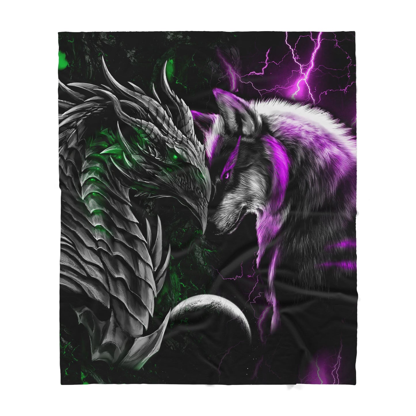 Custom Blanket Dragon and Wolf - Gift For My Family - Sherpa Blanket HG