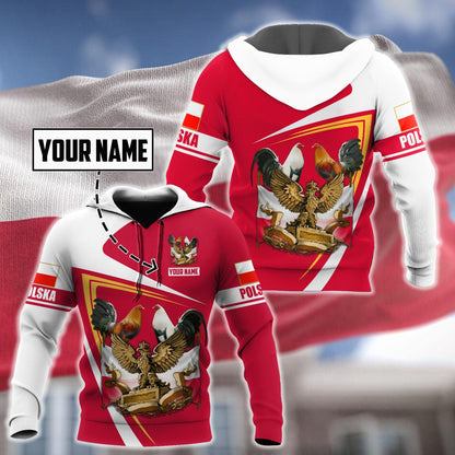 Personalized Polska Rooster 3D All Over Printed Unisex Hoodie