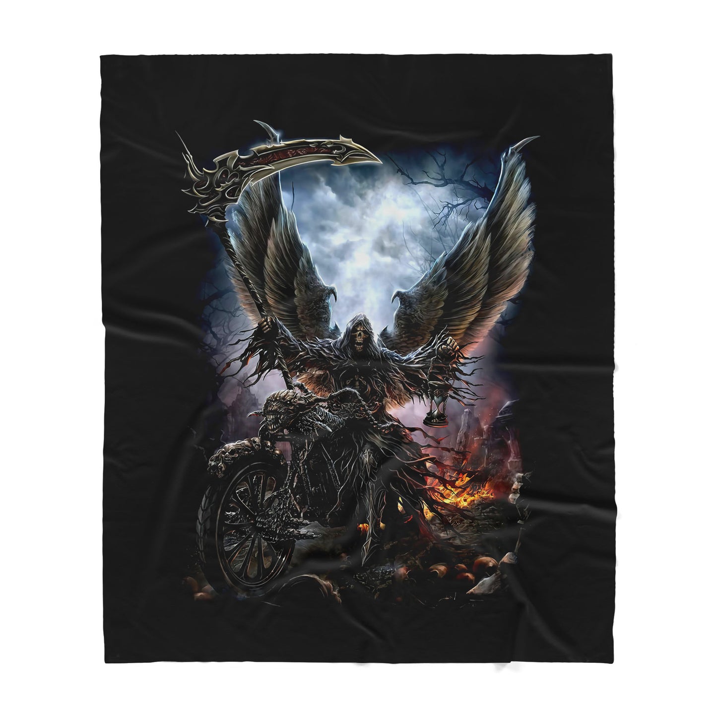 Motorcycle Skull Sherpa  Blanket