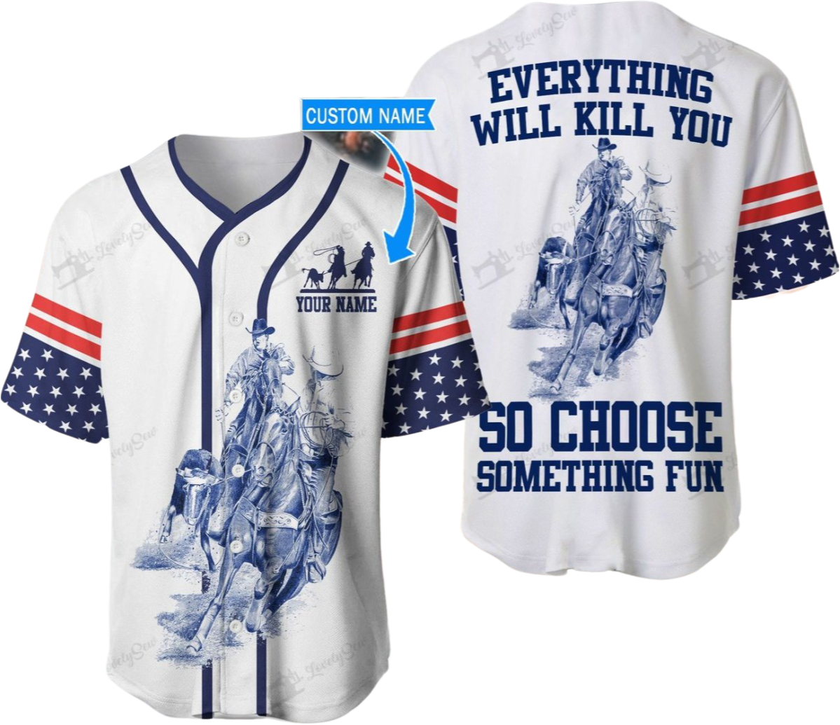 Personalized Name Rodeo Baseball Shirt Team Roping Ver 2