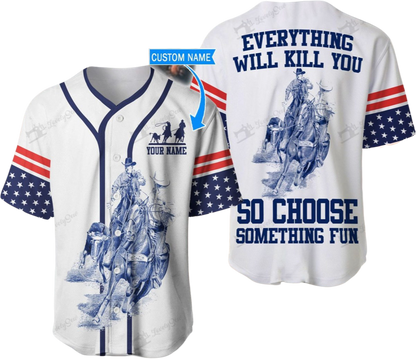 Personalized Name Rodeo Baseball Shirt Team Roping Ver 2