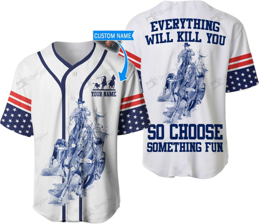 Personalized Name Rodeo Baseball Shirt Team Roping Ver 2