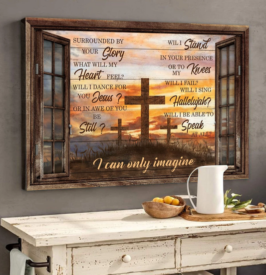 Cross I can only imagine Jesus Landscape Canvas Print Wall Art