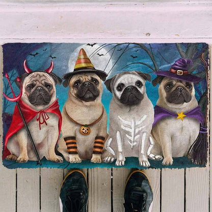 Pug Dog Halloween Doormat