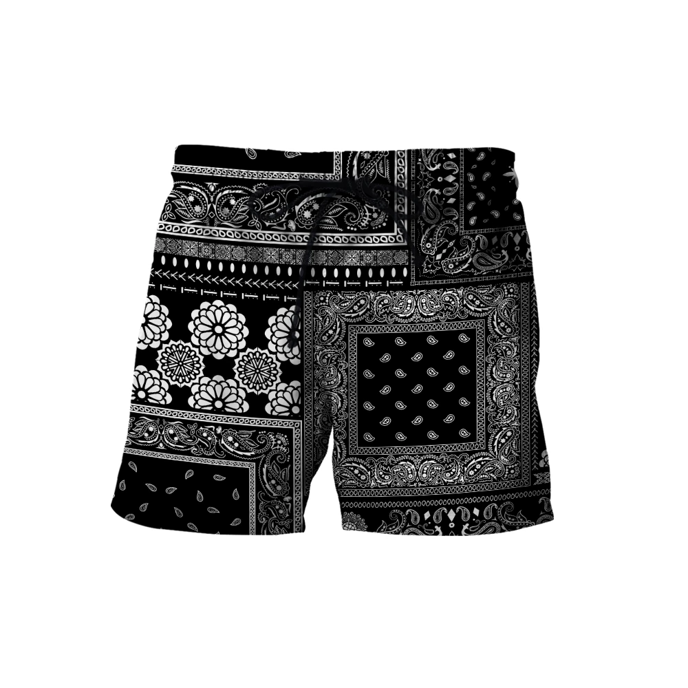 Paisley Bandana Vibe with Black White tone Street Style 3D All Over Printed Combo T-shirt and Short