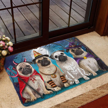 Pug Dog Halloween Doormat