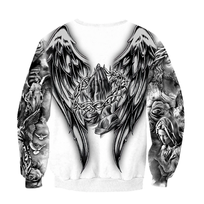 Jesus Christ Cross and Wings 3D Printed Sweatshirt for Men and Women
