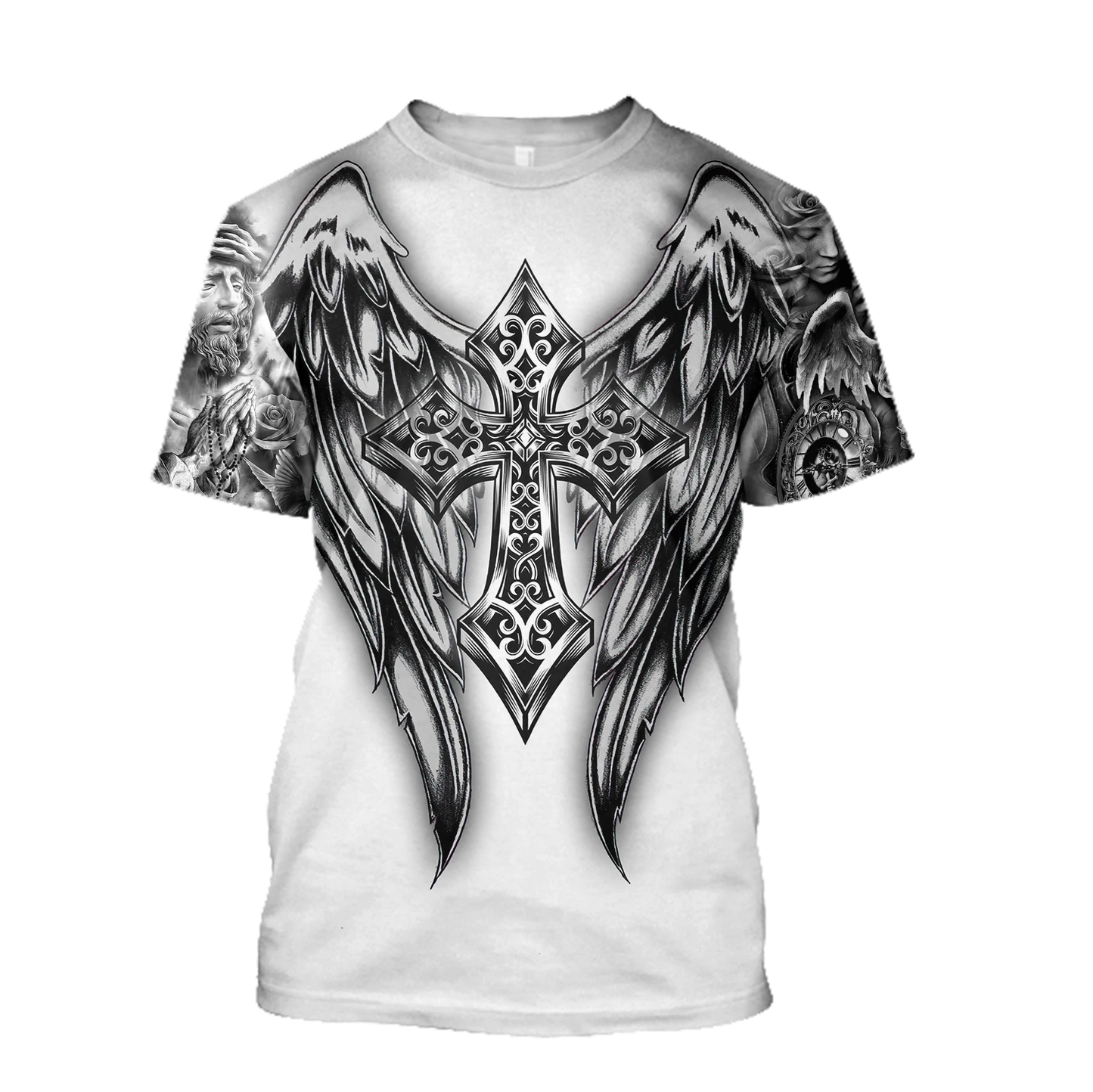 Jesus Christ Cross and Wings 3D Printed T-Shirt for Men and Women