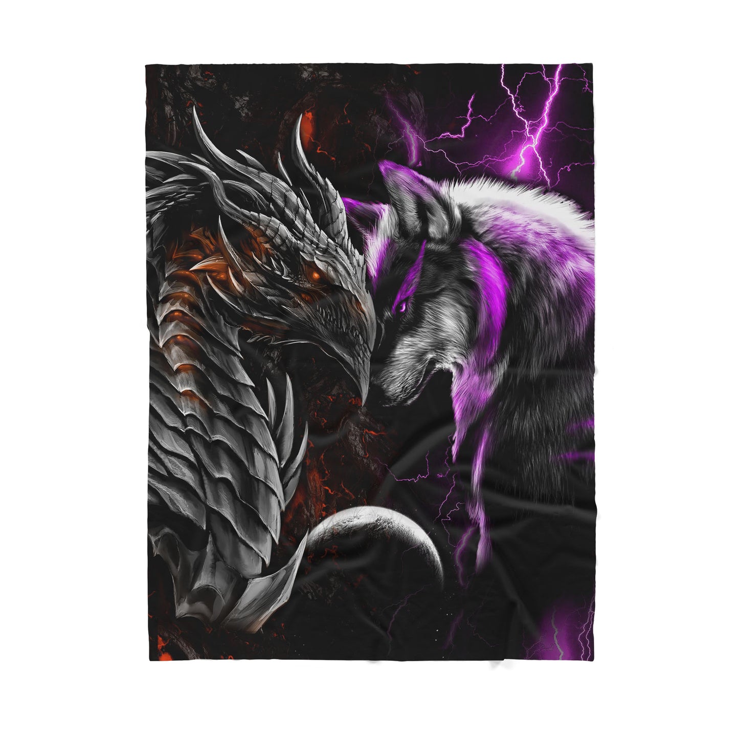 Custom Blanket Dragon and Wolf - Gift For My Family - Sherpa Blanket HG