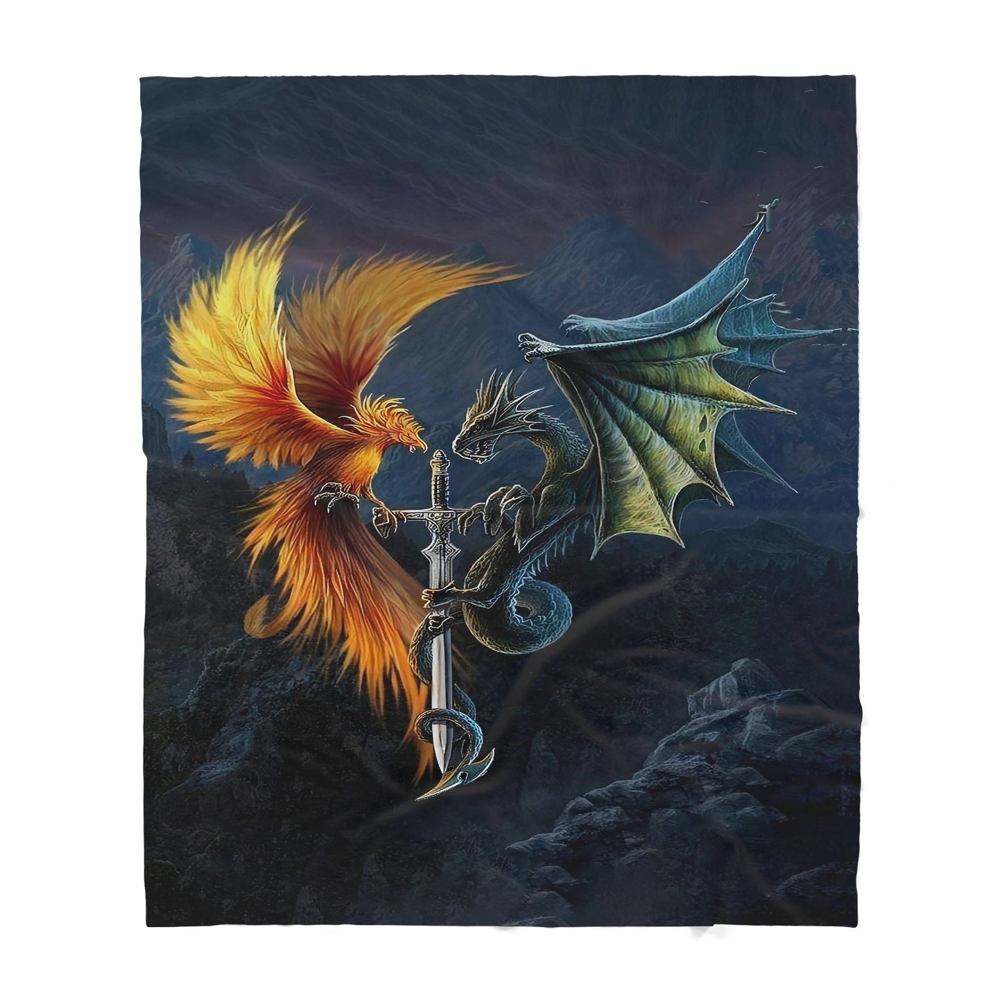 Custom Blanket Phoenix And Dragon Sherpa Blanket MEI