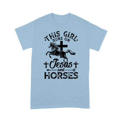 Horse T-shirt This Girl Runs On Jesus And Horses MEI