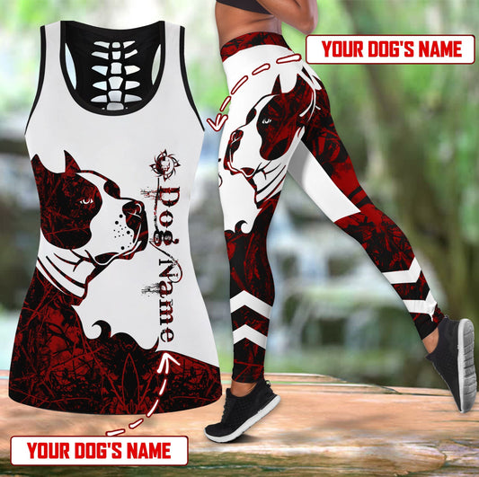 Pitbull Red Tattoos Legging + Hollow Tank Combo