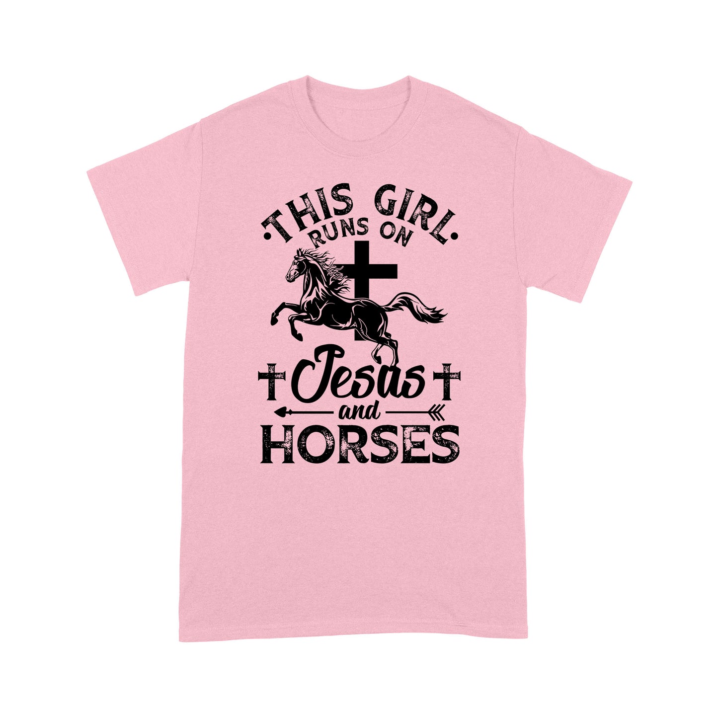 Horse T-shirt This Girl Runs On Jesus And Horses MEI