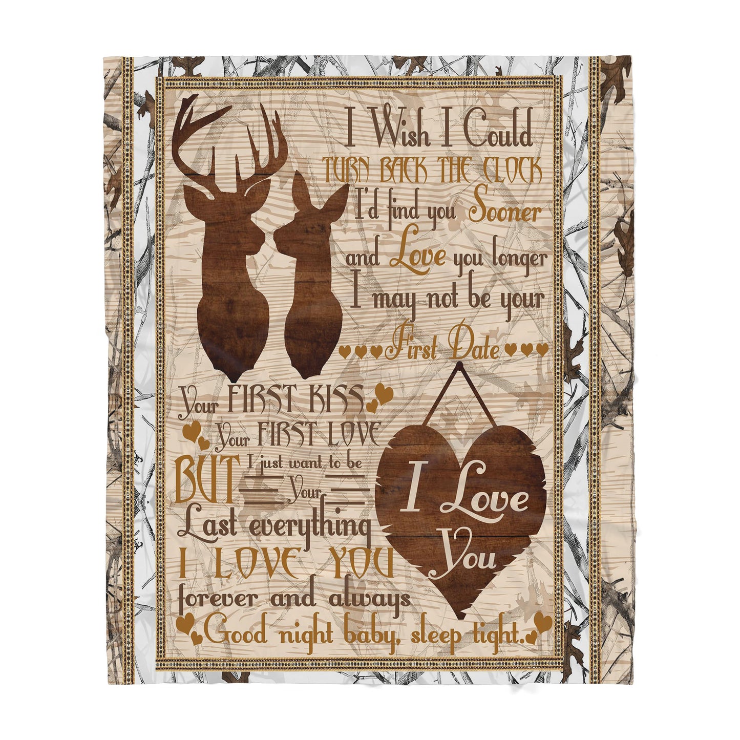 Love Deer Couple Sherpa Blanket TN