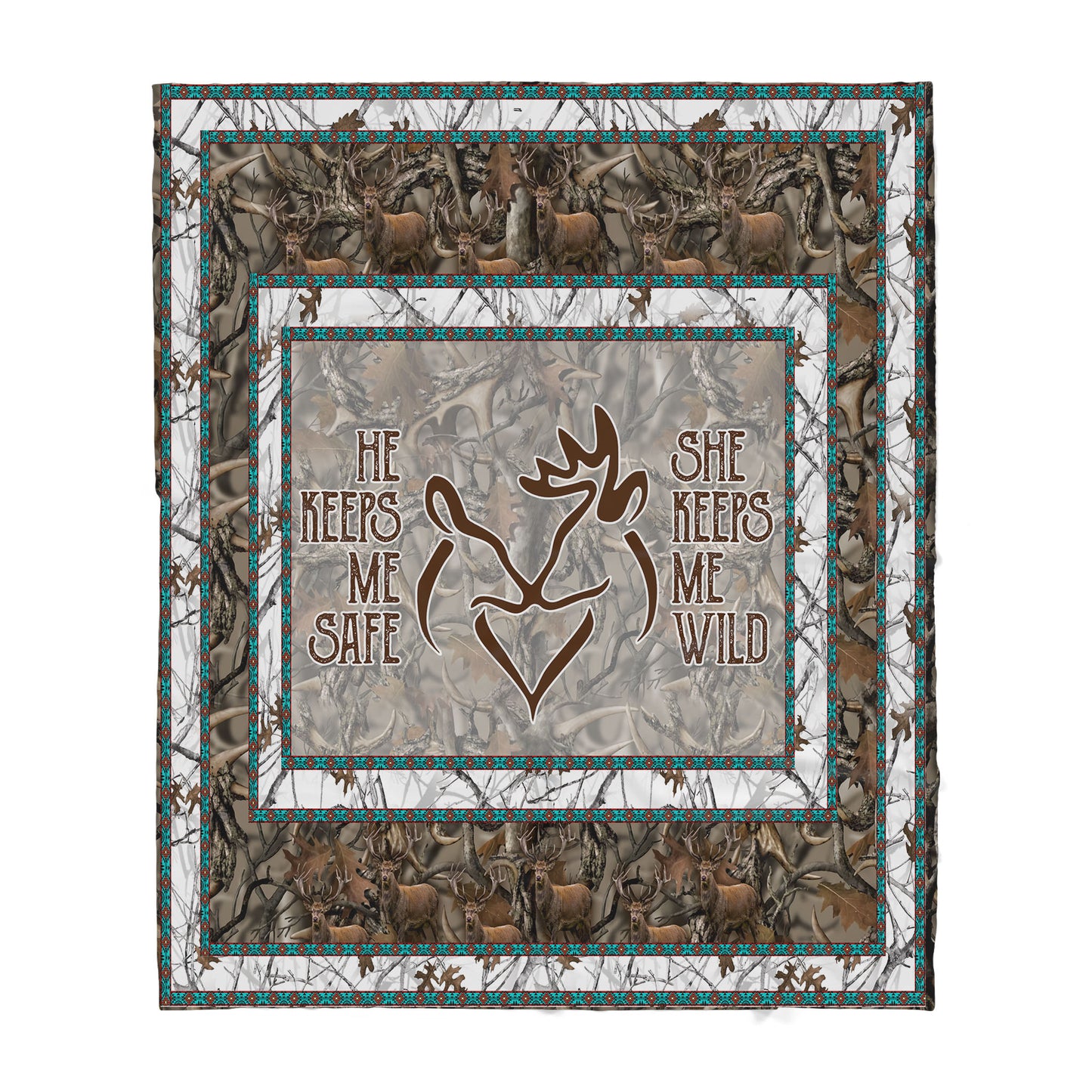 Custom Blanket Deer Couple Sherpa Blanket TA