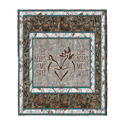 Custom Blanket Deer Couple Sherpa Blanket TA