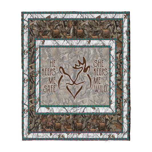 Custom Blanket Deer Couple Sherpa Blanket TA