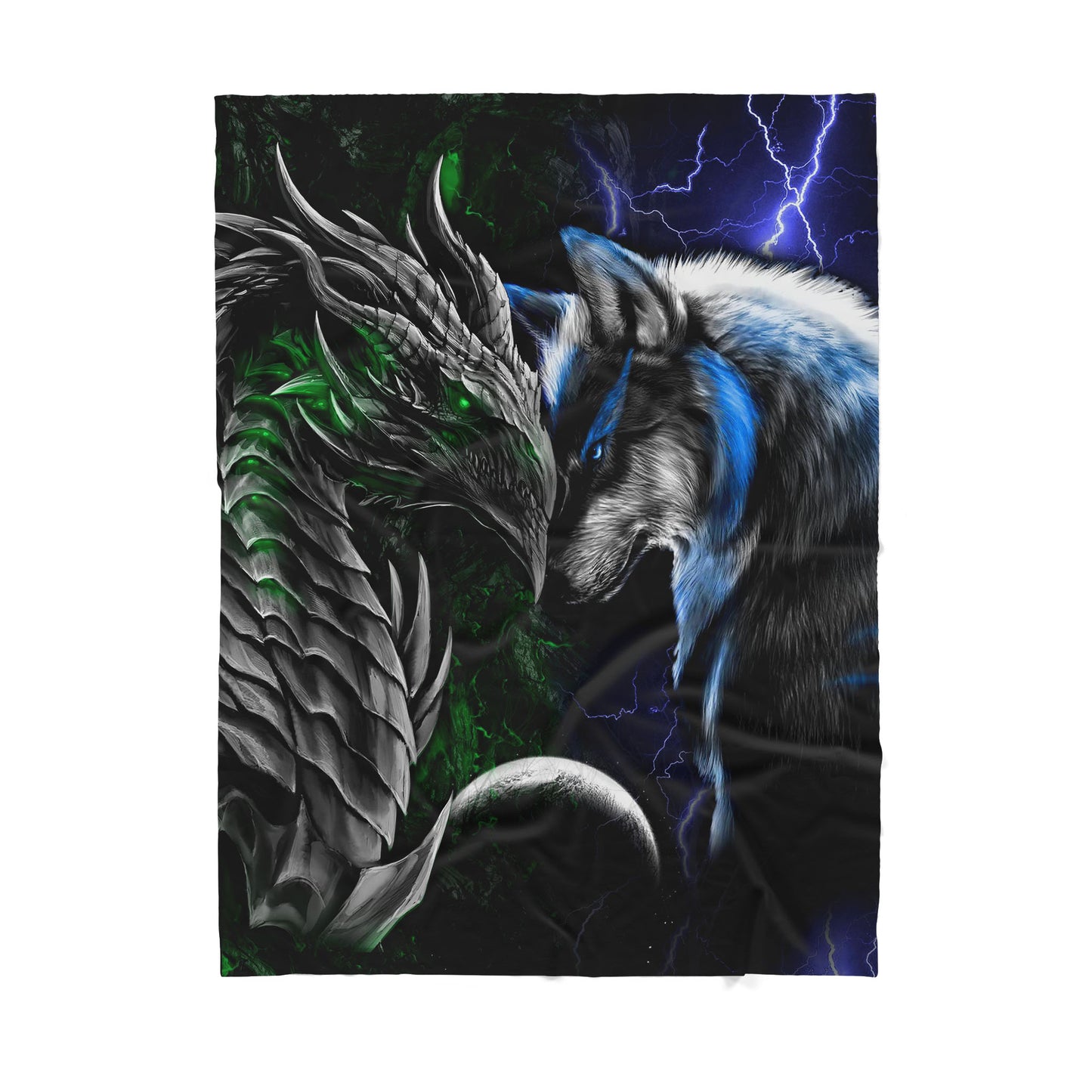 Custom Blanket Dragon and Wolf - Gift For My Family - Sherpa Blanket HG