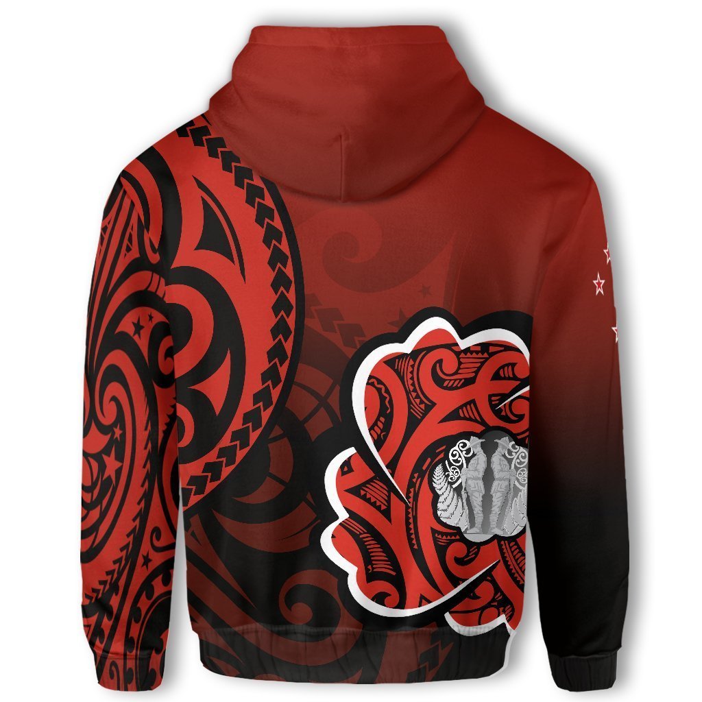 Lest We Forget Maori Poppy Flowers Full Zip Hoodie NNKANZ8 - Amaze Style™-Apparel