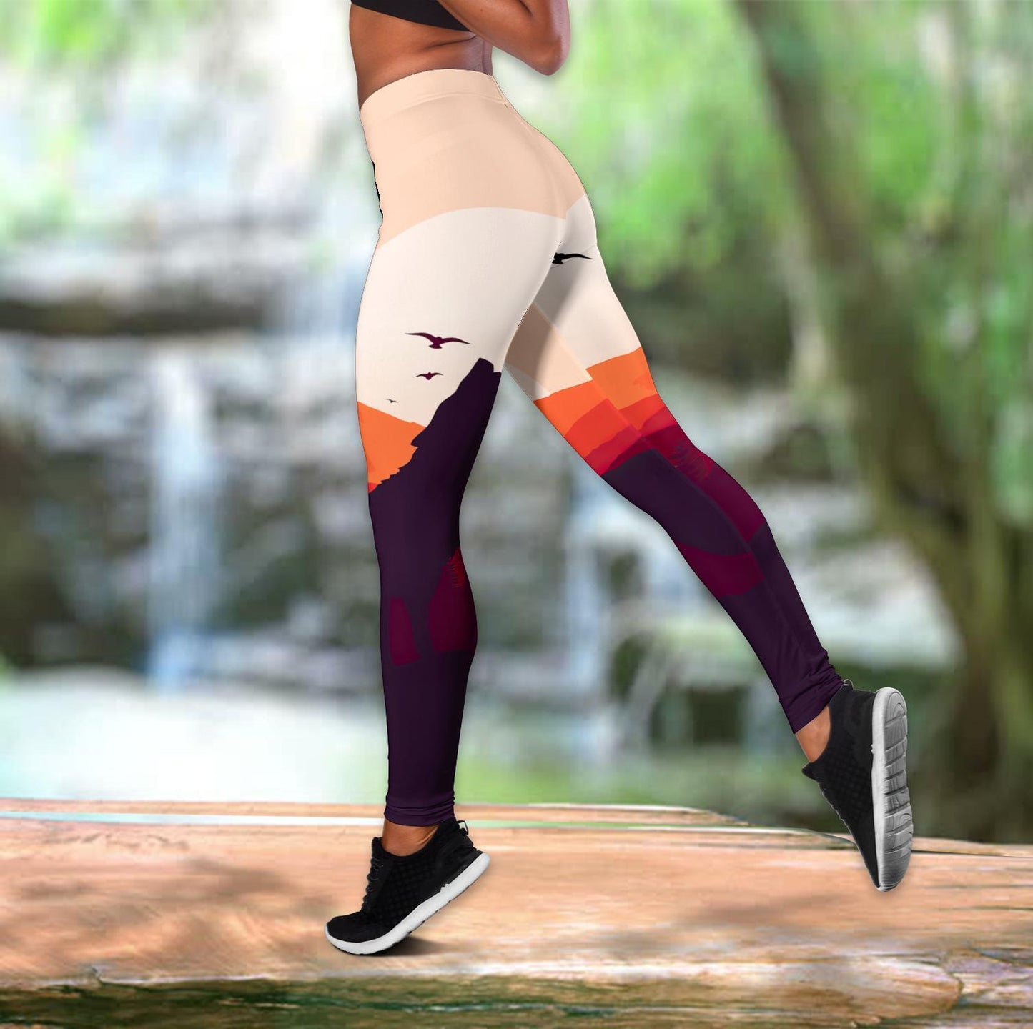 Girl loves wolf legging + hollow tank combo for Women