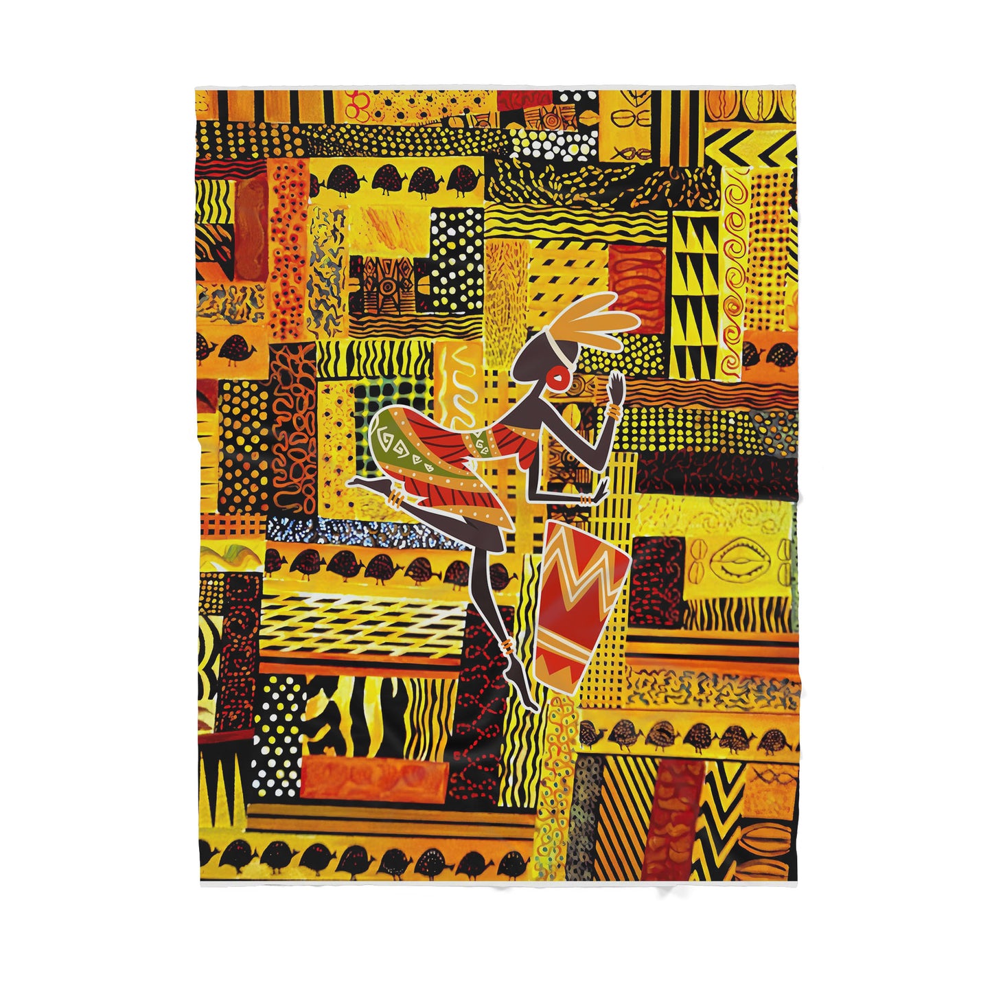 Custom Blanket - African Black Girl Dancing- Deluxe Sherpa Blanket ML
