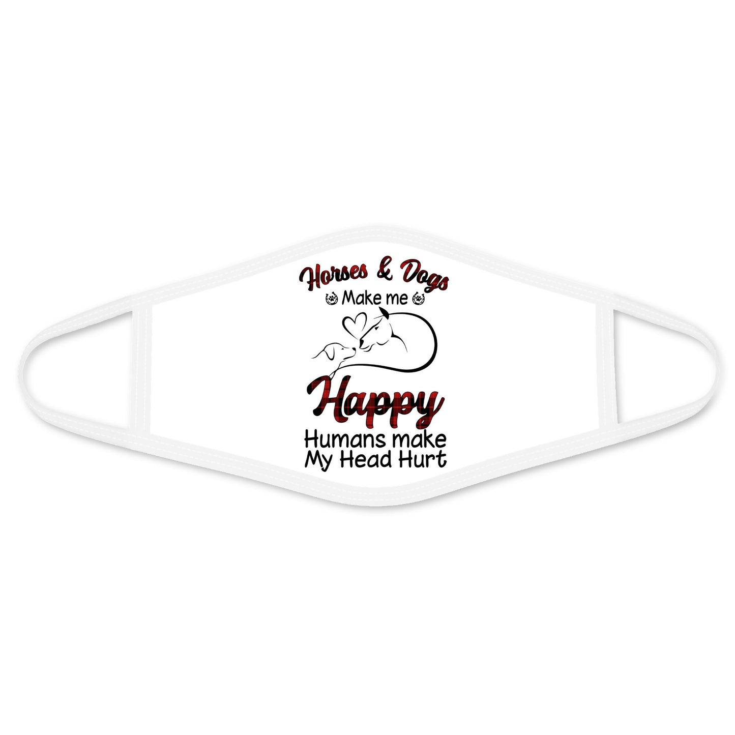Horse And Dogs Face Mask White MEI