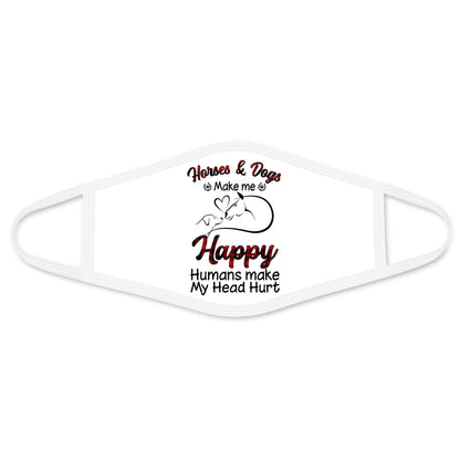 Horse And Dogs Face Mask White MEI