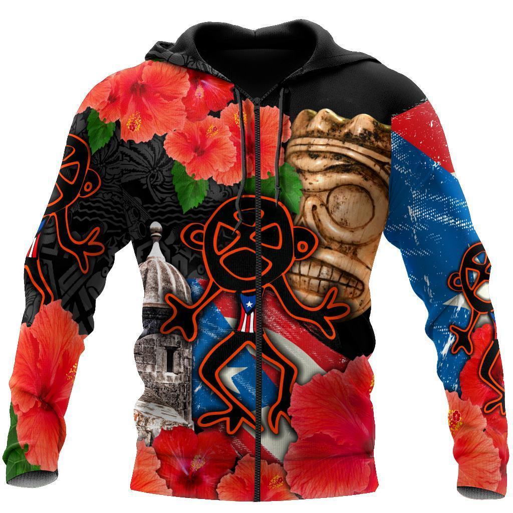 Puerto Rico Sol Taino With Maga Flower Shirts JJ19062002-Apparel-TQH-Zipped Hoodie-S-Vibe Cosy™