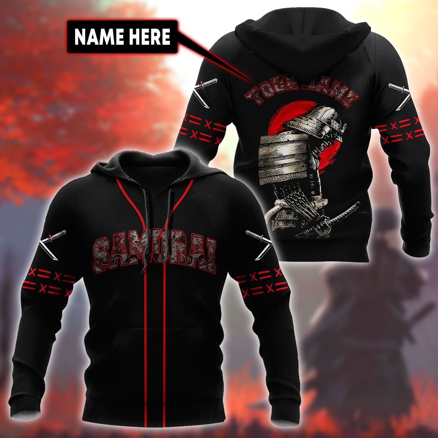 Custom Name Samurai 3D All Over Printed Unisex Shirts