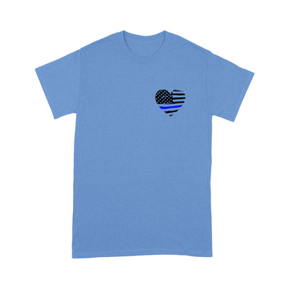 Thin Blue Line Heart Back And Front Standard T-Shirt Police Tee