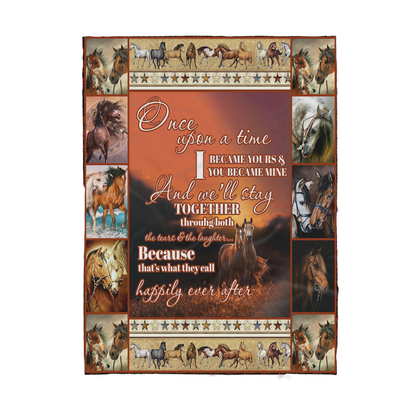 Custom Sherpa Blanket Horse Happy Ever After Best Gift For Christmas MEI
